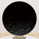 Lofaris Silver Light Glitter Black Round Birthday Backdrop